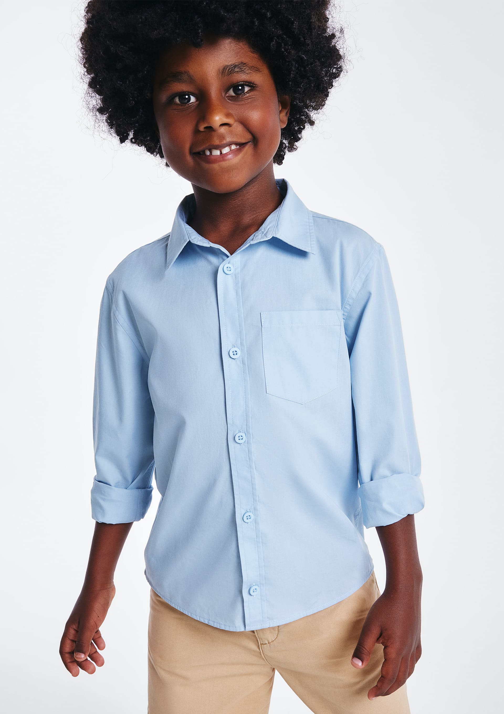 Camisa Infantil Menino Em Tricoline - Azul