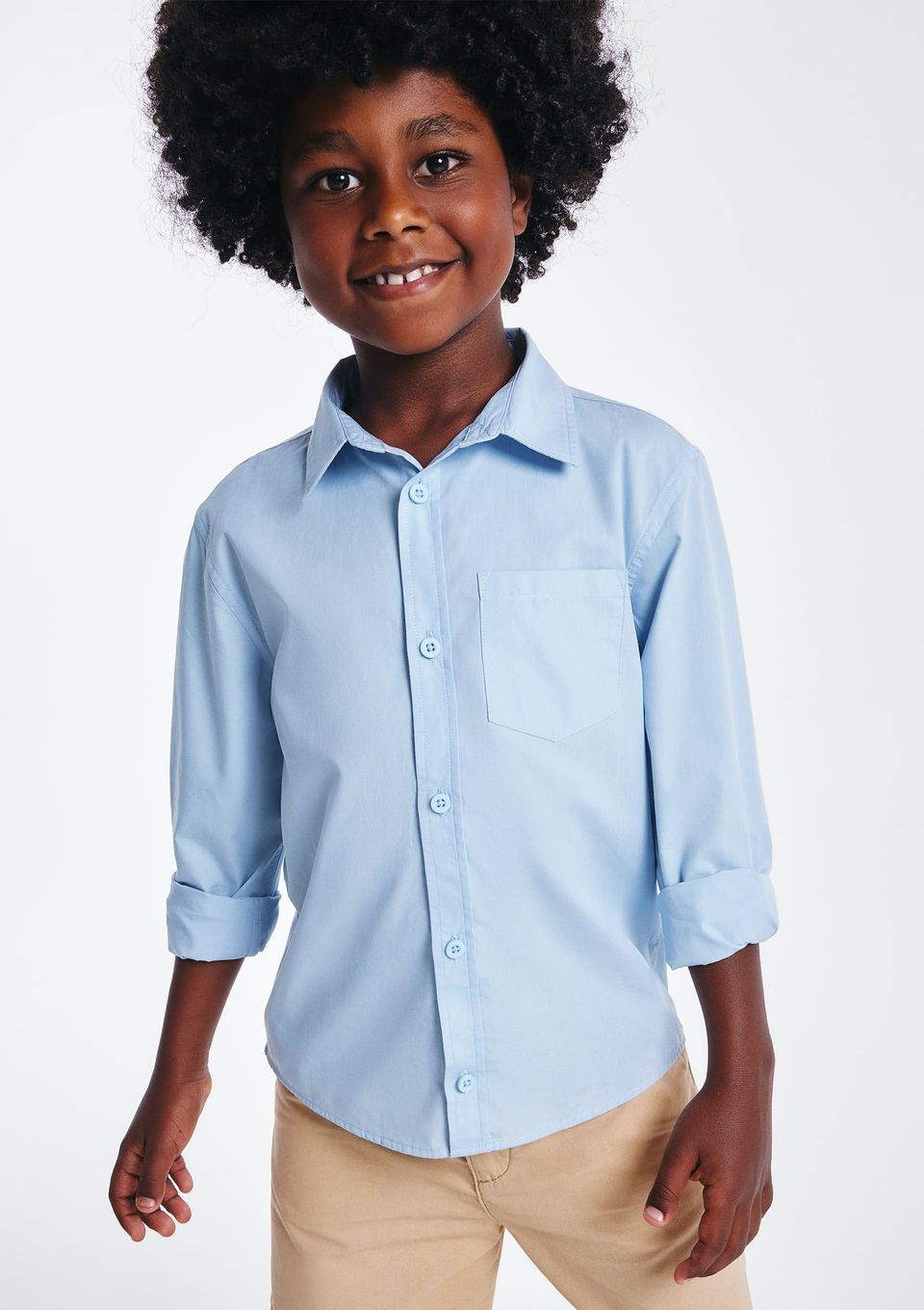 Camisa Infantil Menino em Tricoline - Azul