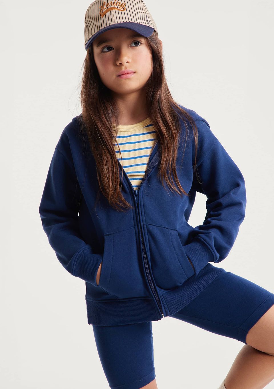 Jaqueta Básica Infantil Unissex com Capuz - Azul