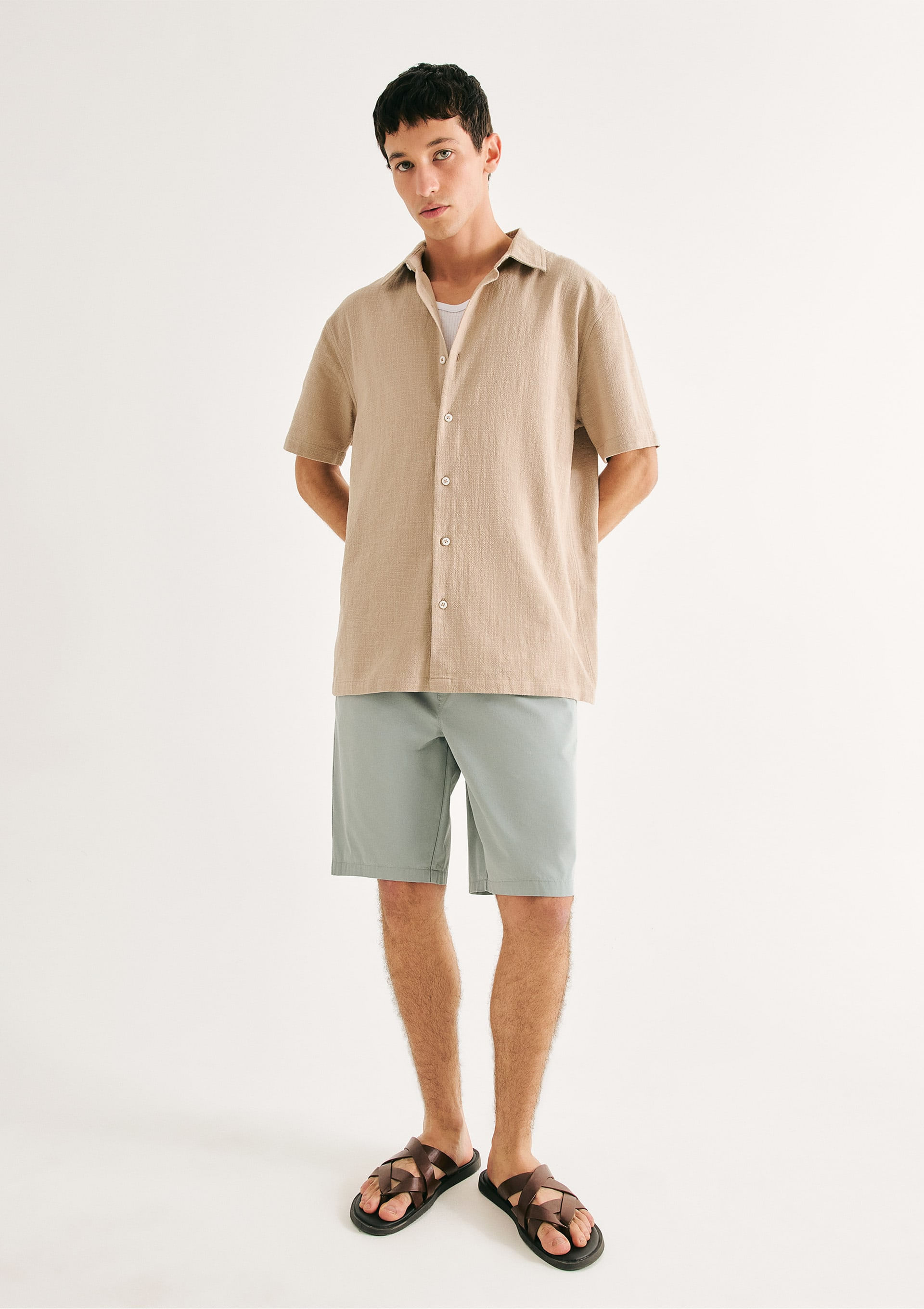 Bermuda Básica Masculina Em Sarja - Azul