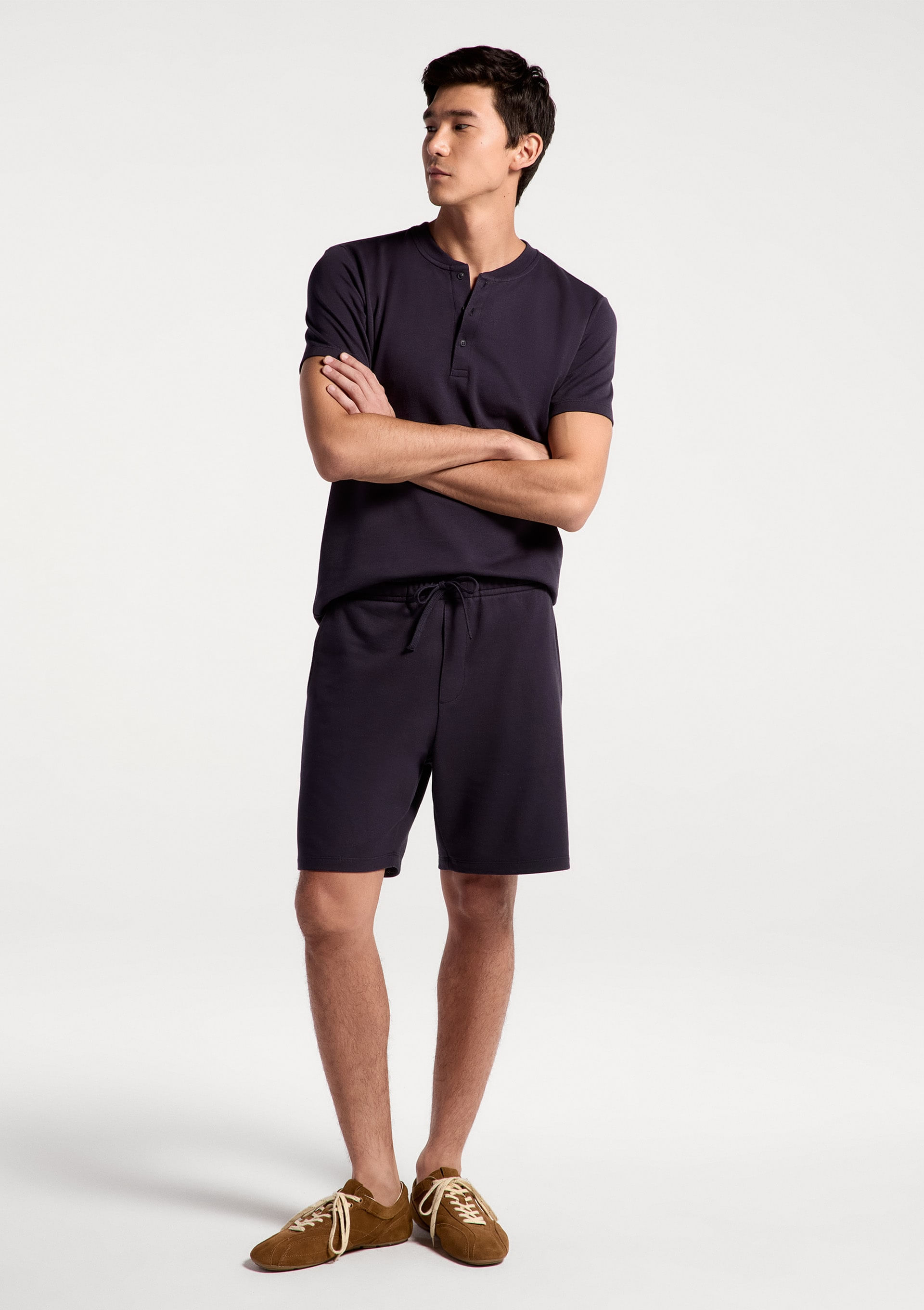 Bermuda Masculina Reta em Moletom - Azul