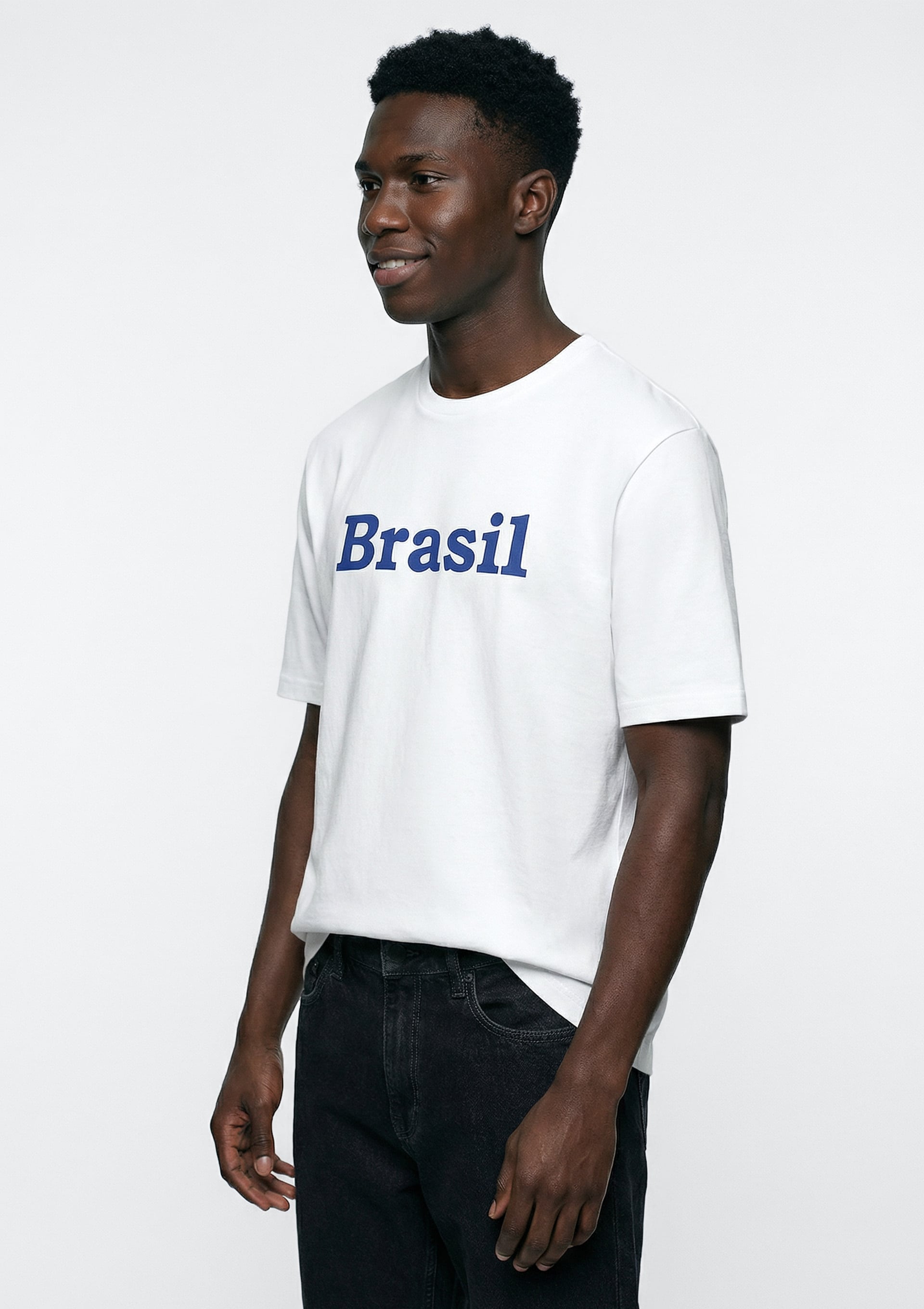 Camiseta Masculina Com Estampa Drop Brasil - Off white