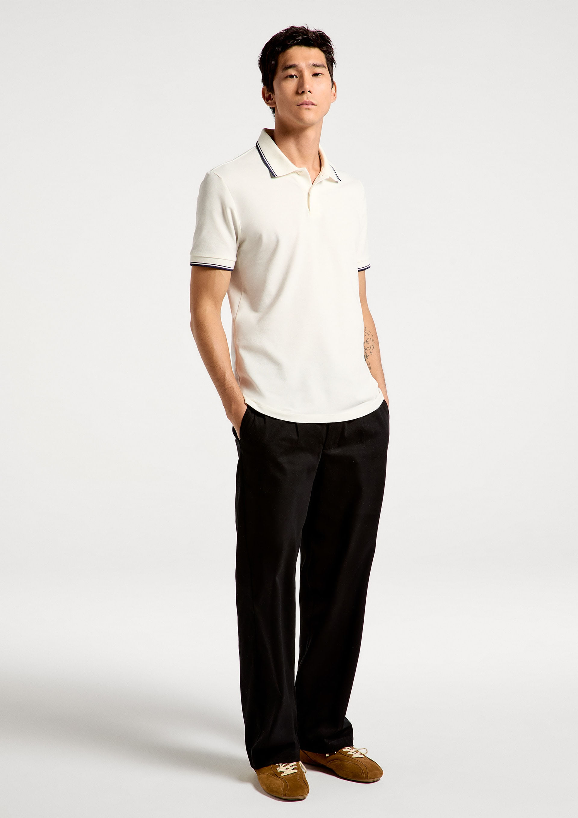 Calça Masculina Reta Em Sarja - Preto