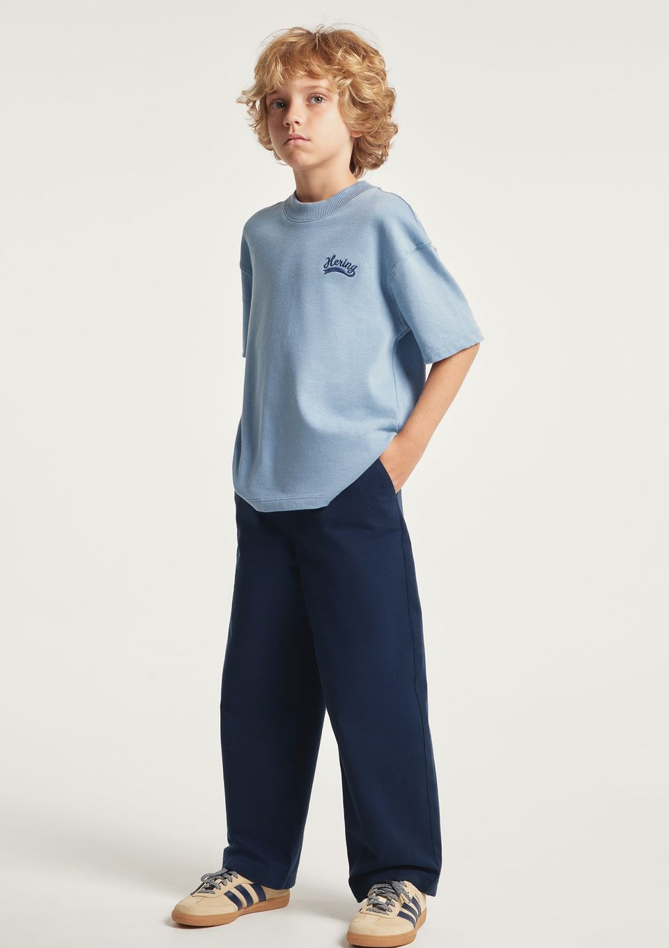 Calça Infantil Menino Reta em Sarja - Azul