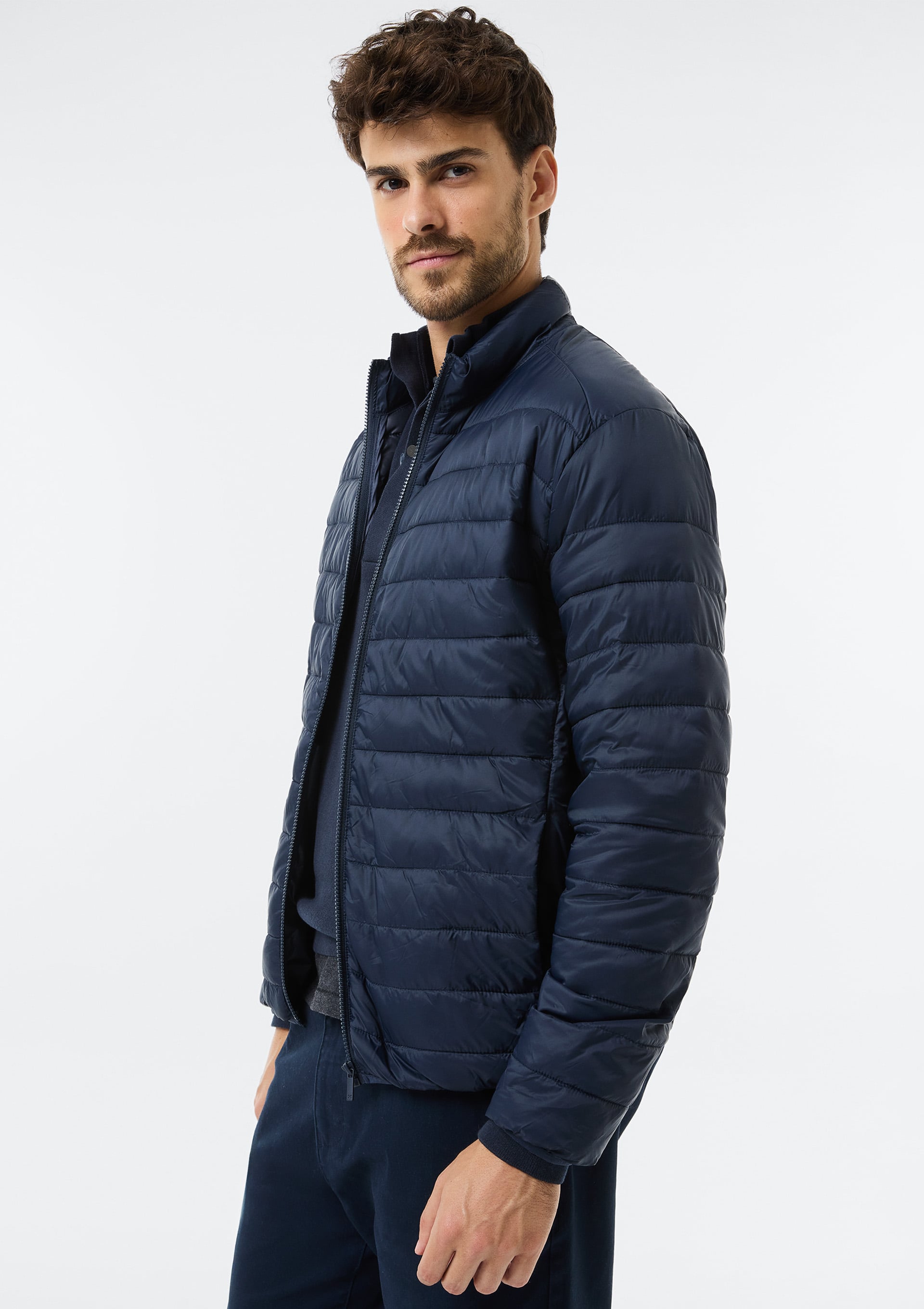 Jaqueta Masculina Puffer Matelassê + Saquinho - Azul