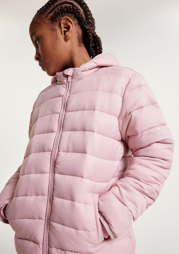 Jaqueta Puffer Infantil Unissex Com Capuz - Rosa 016