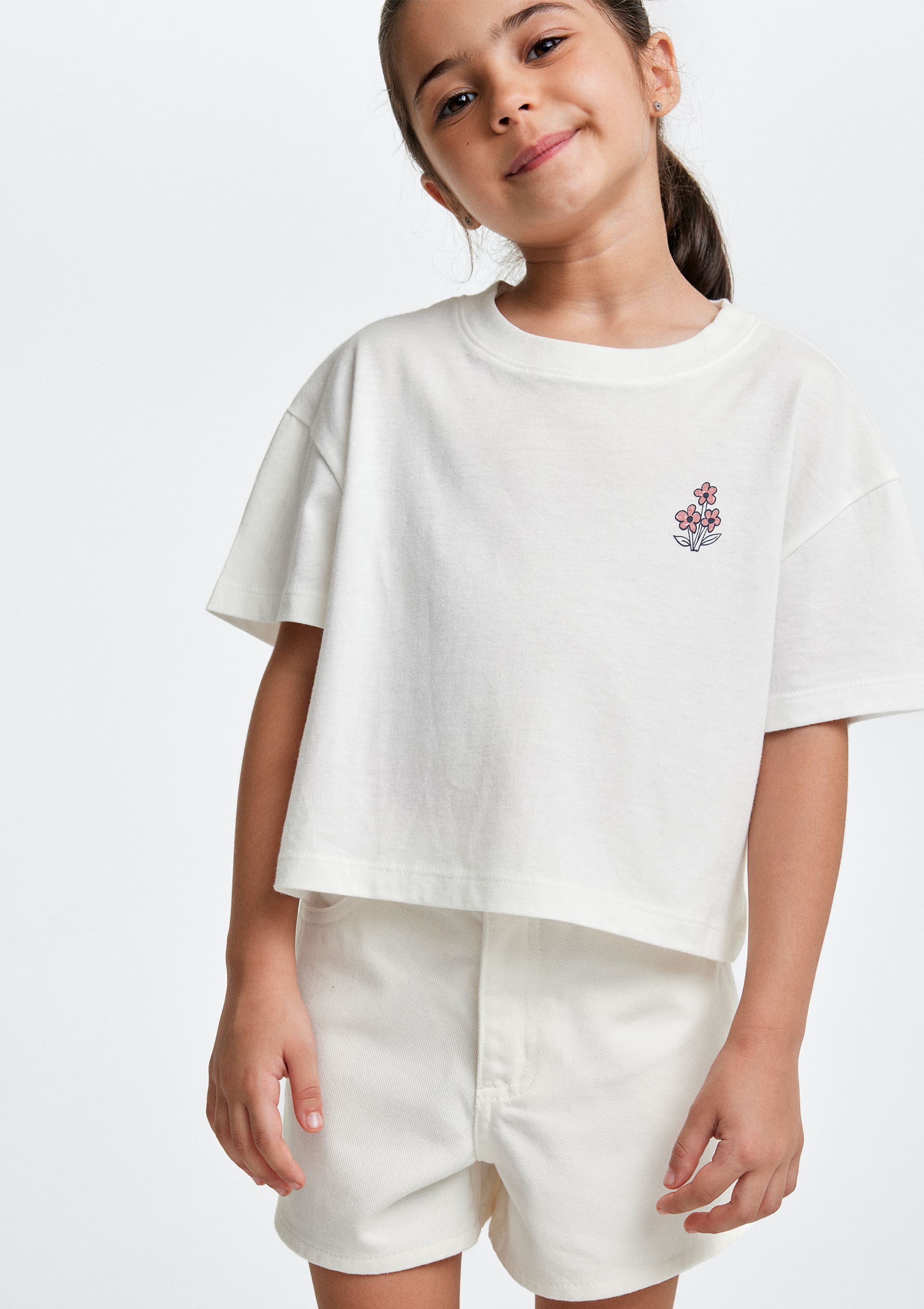 Blusa Infantil Menina Box Com Estampa Frente E Costas - Off white