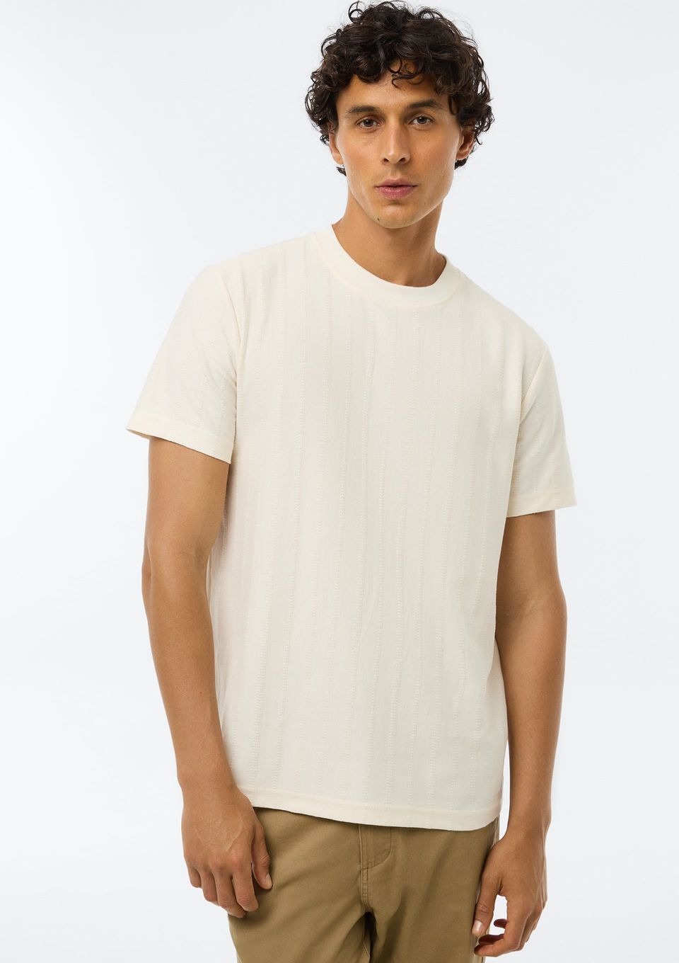 Camiseta Masculina Comfort Texturizada - Creme