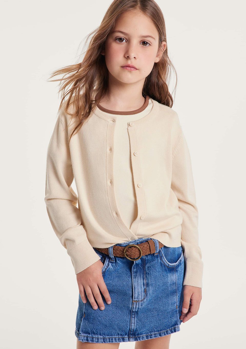 Cardigan Infantil Menina em Tricô - Off White