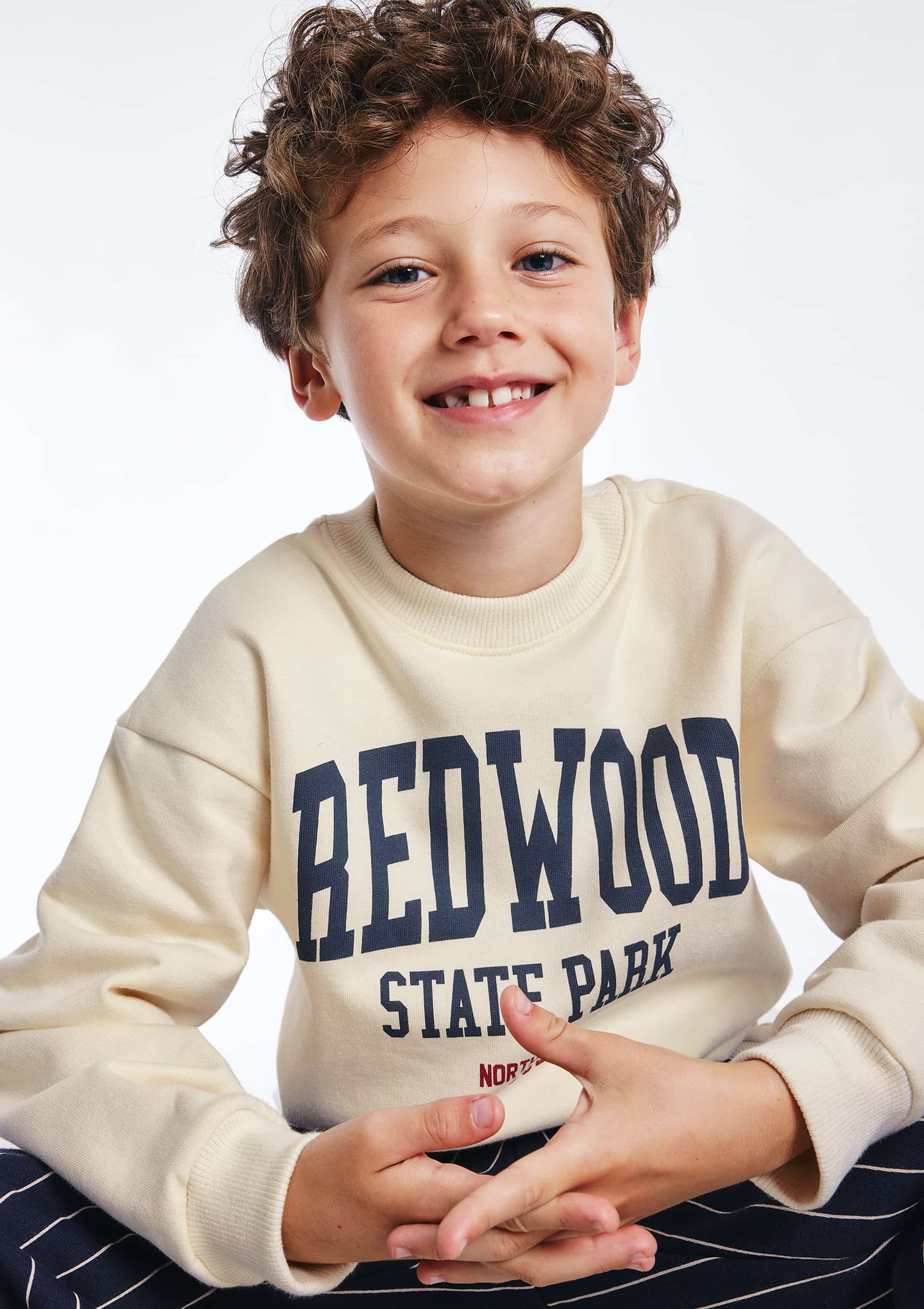 Blusão Infantil Menino Em Moletom Estampado - Creme