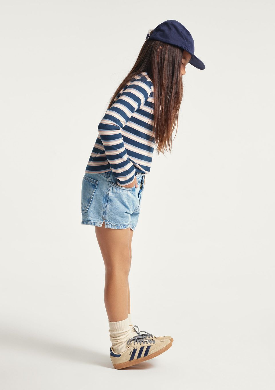 Shorts Jeans Infantil Menina Barra Desfiada - Azul
