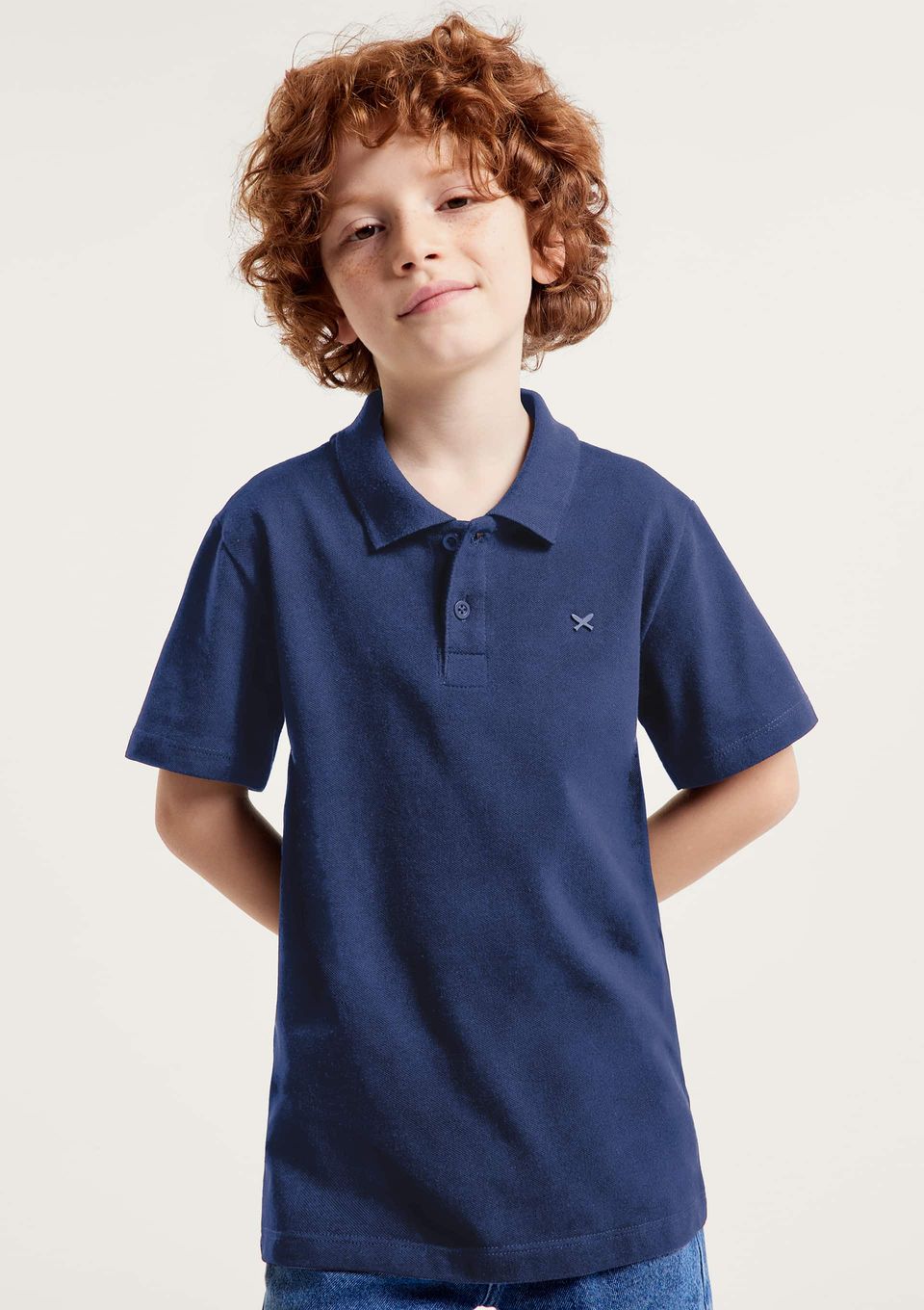 Camisa Polo Infantil Menino em Piquet - Azul