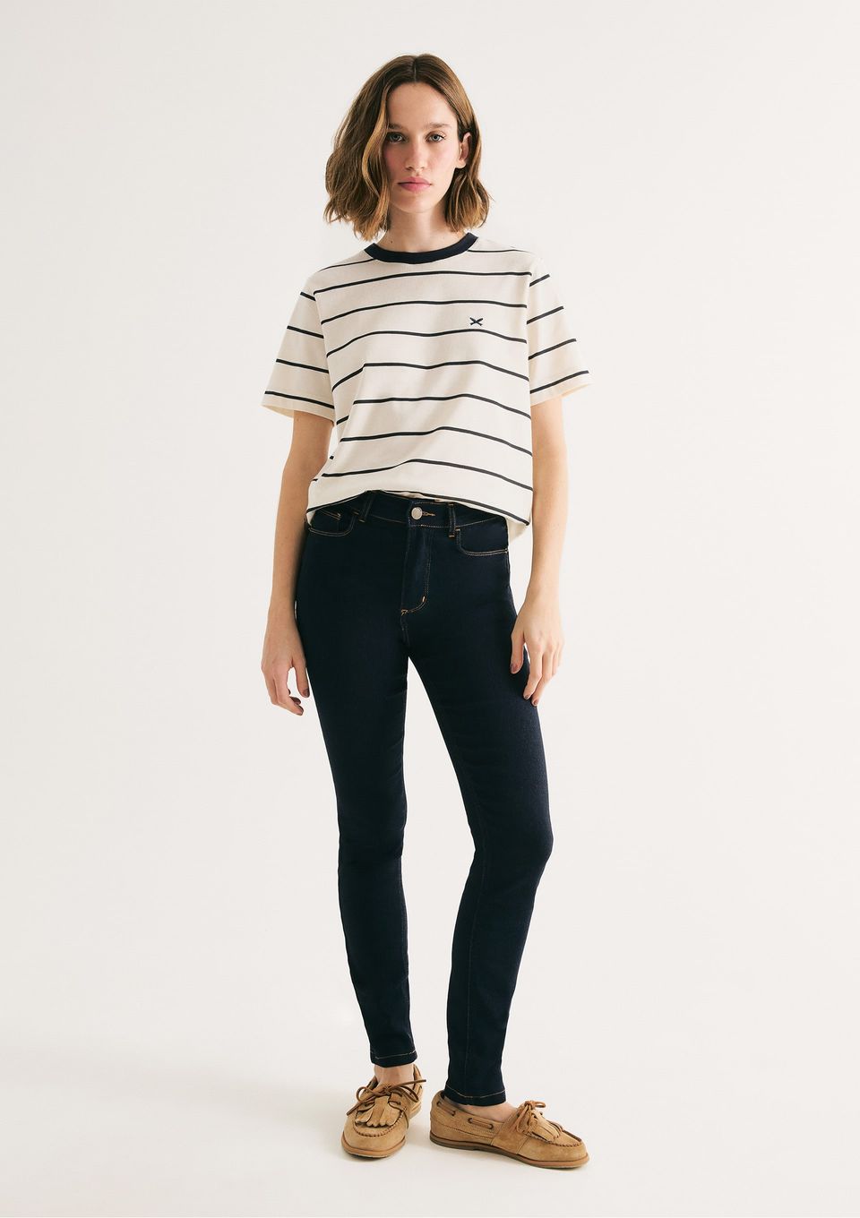 Calça Jeans Feminina Skinny Cintura Média Soft Touch - Azul