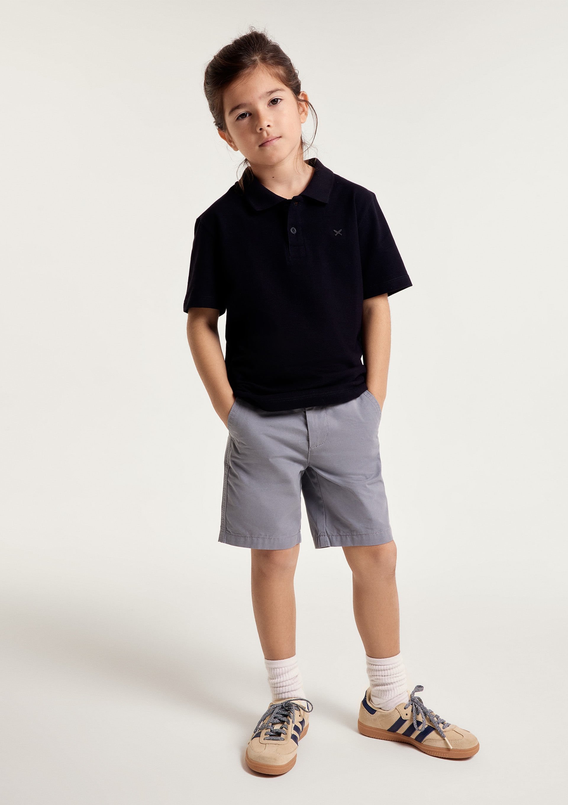 Camisa Polo Infantil Menino Manga Curta Em Piquet - Preto