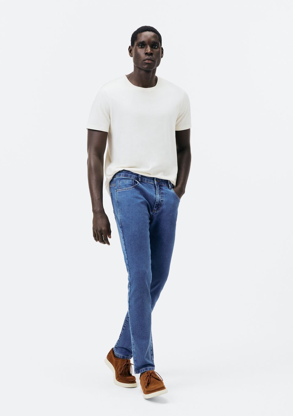 Calça Jeans Básica Masculina Skinny com Elastano - Azul