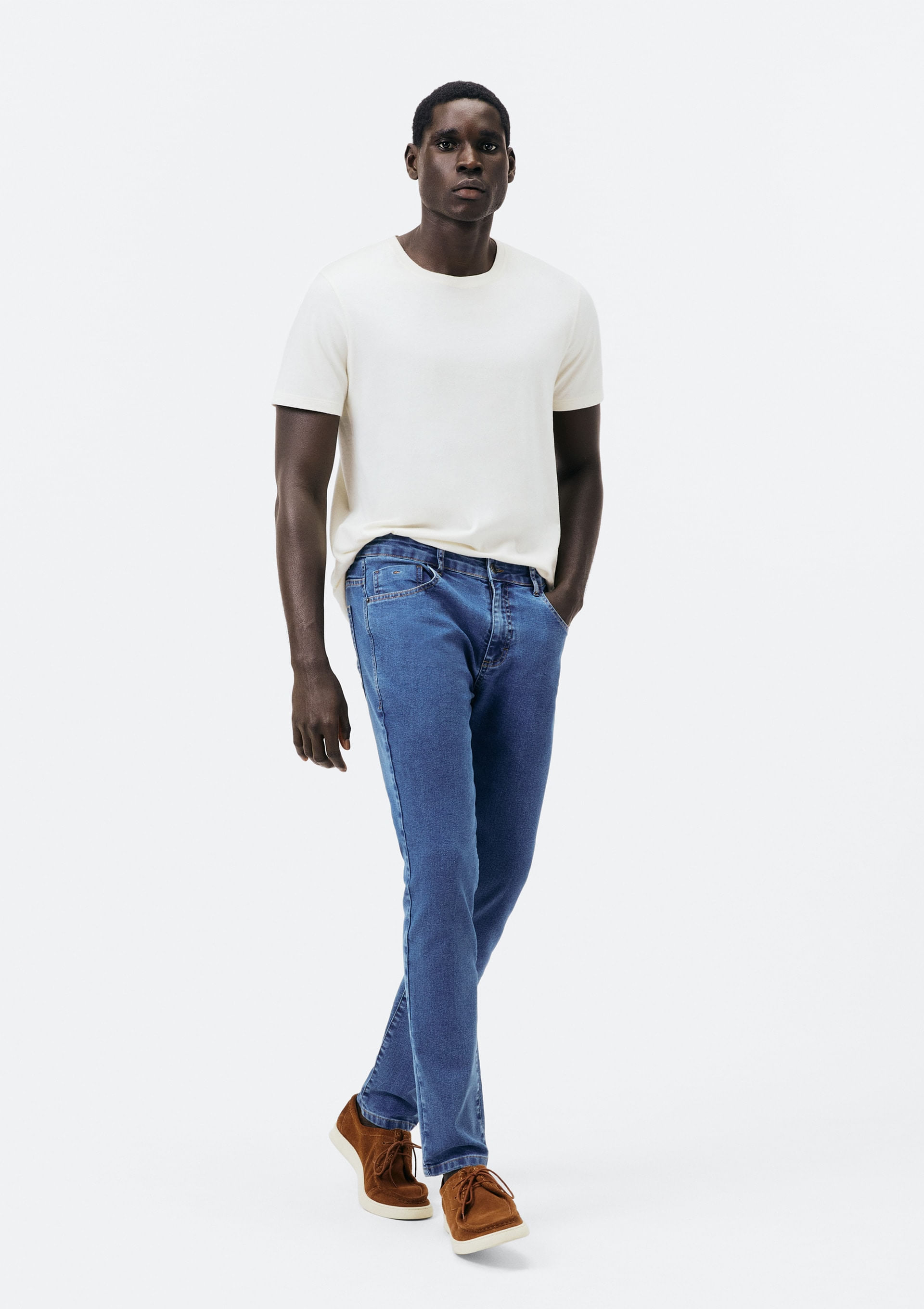 Calça Jeans Básica Masculina Skinny Com Elastano - Azul