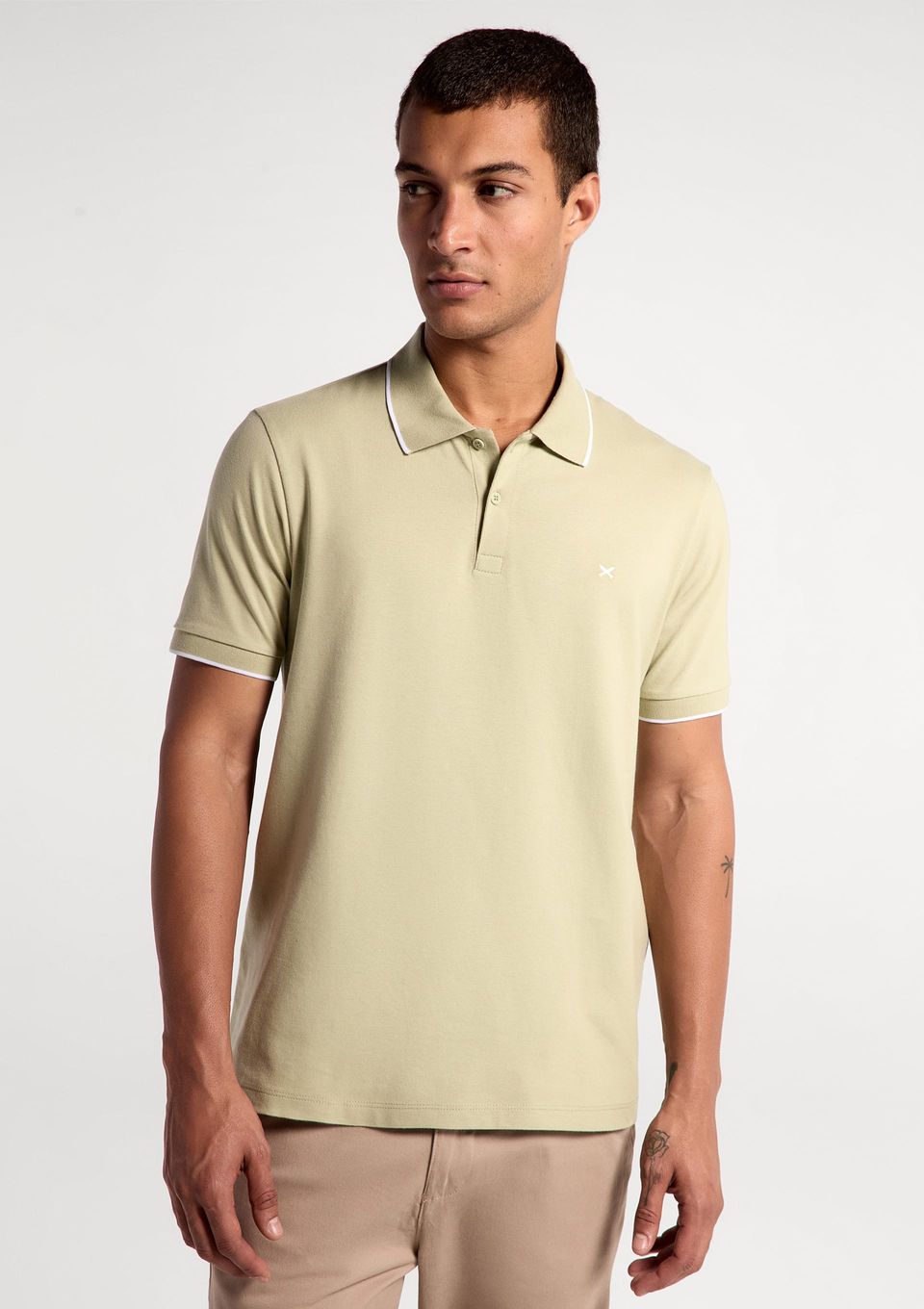 Camisa Polo Básica Masculina Super Cotton com Bordado - Verde