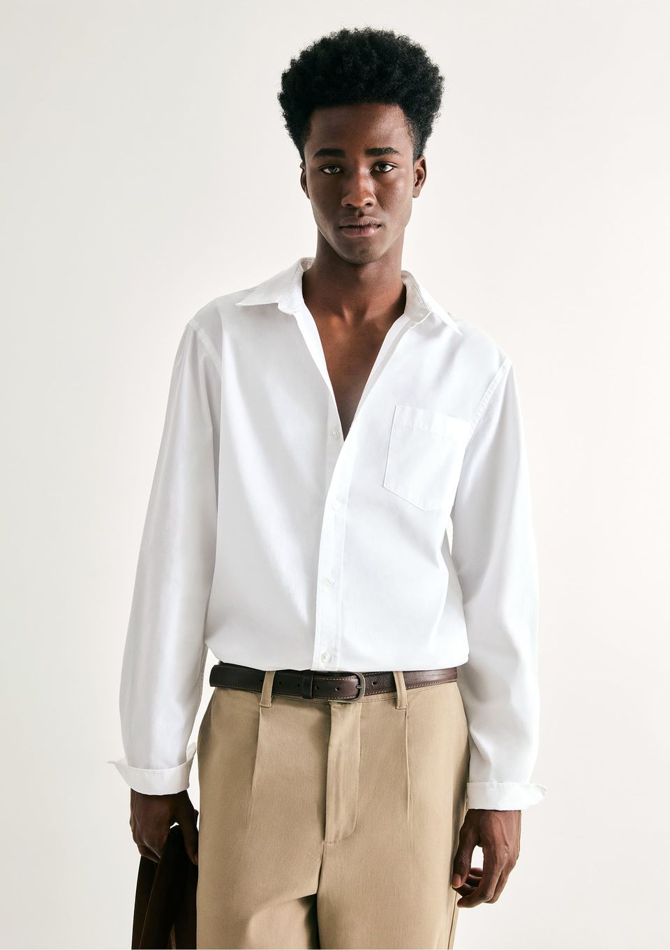 Camisa Básica Masculina Manga Longa Slim - Branco