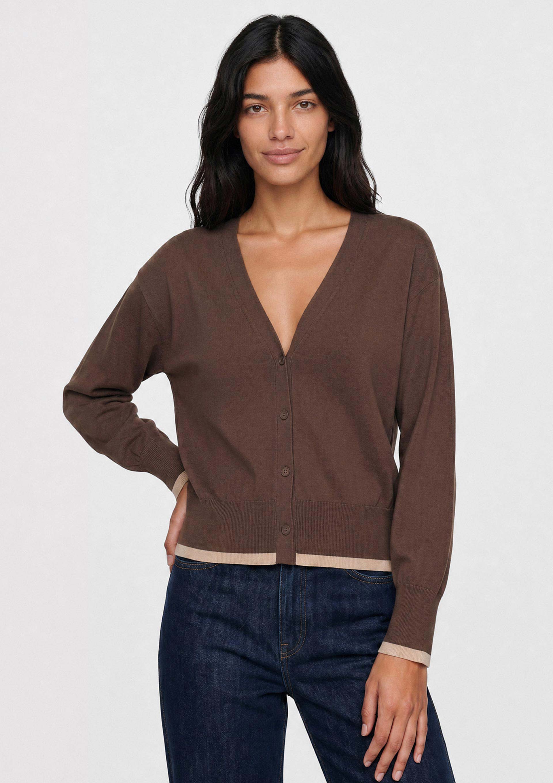 Cardigan Feminino Em Tricô - Marrom