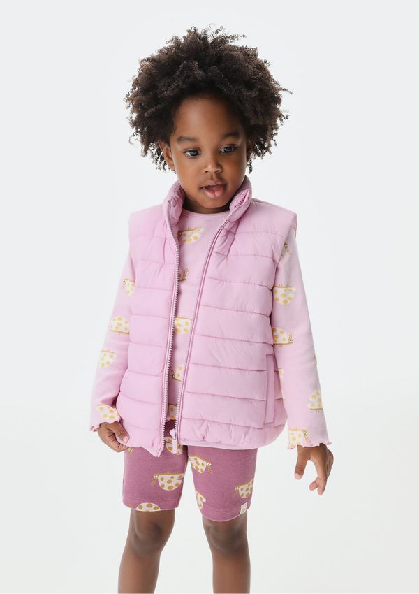 Colete Puffer Infantil Unissex Com Bolsos - Rosa 010