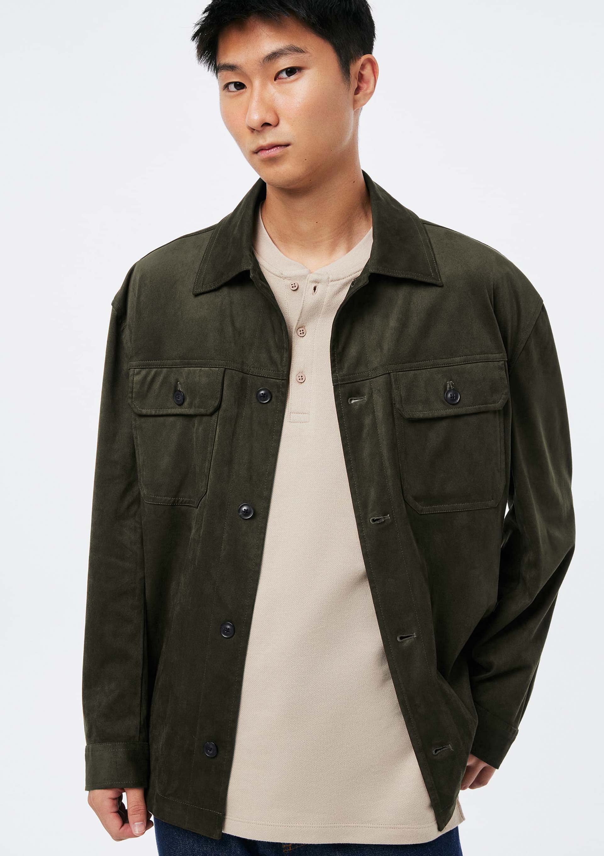 Jaqueta Masculina em Suede Leve - Verde — Hering