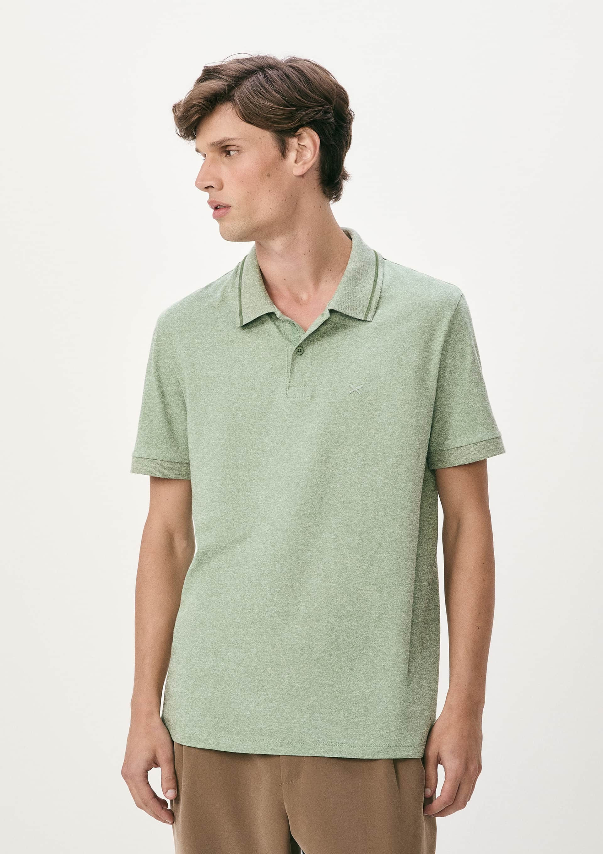 Camisa Polo Básica Masculina Em Malha Texturizada - Verde