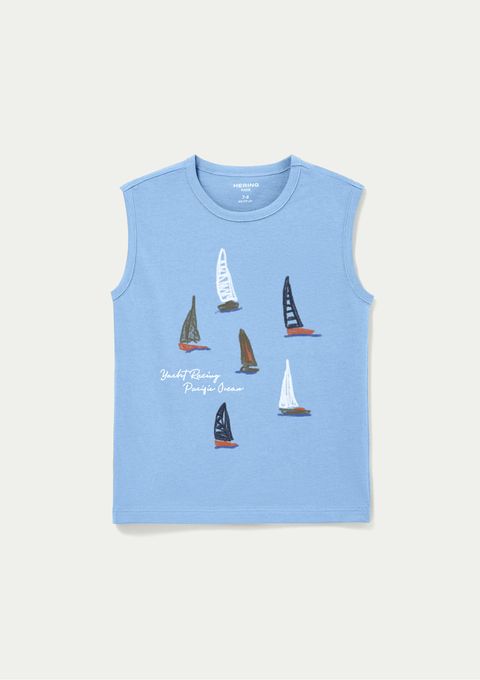 Regata Infantil Menino em Malha com Estampa - Azul — Hering