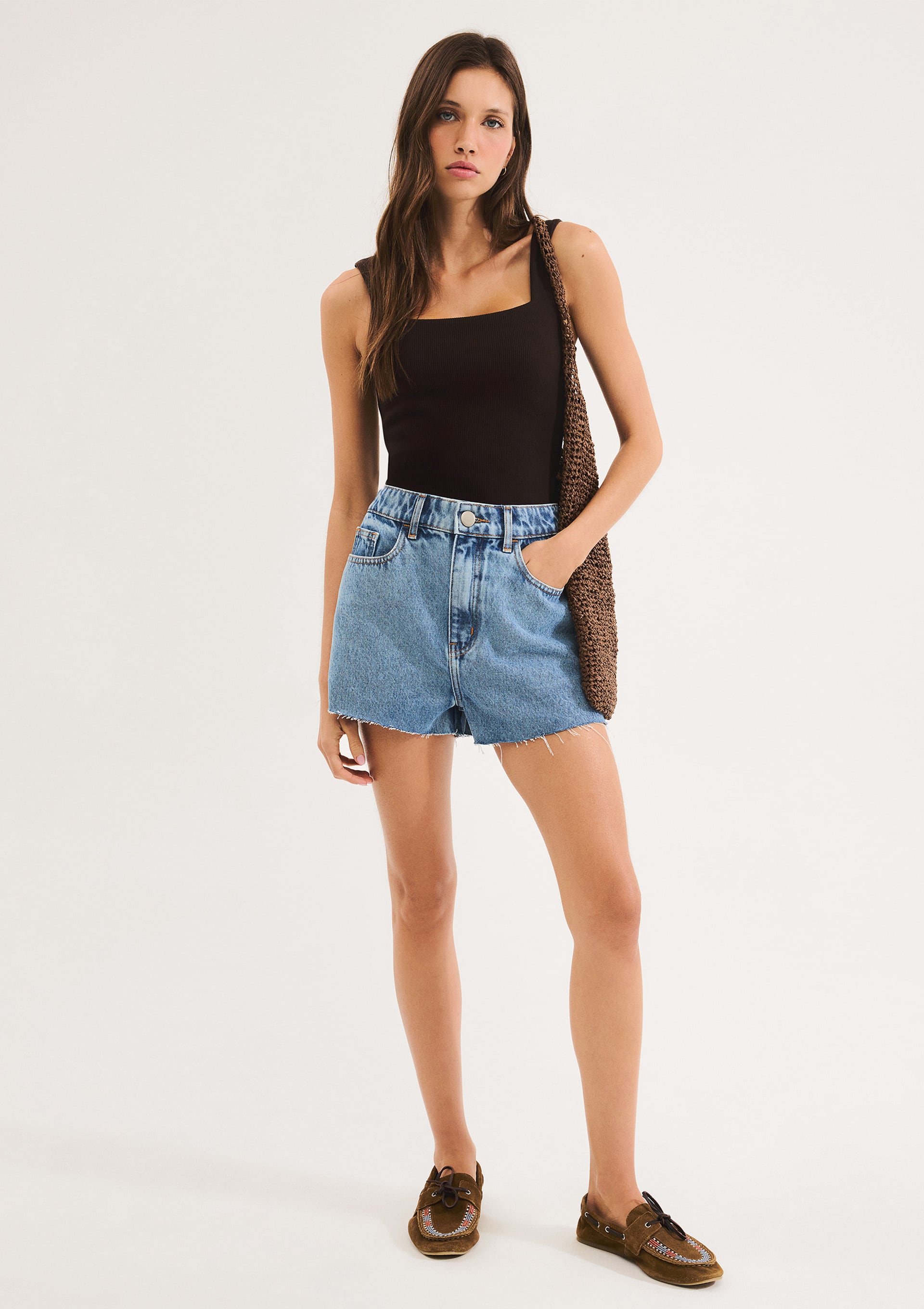 Shorts Jeans Feminino Barra A Fio - Azul
