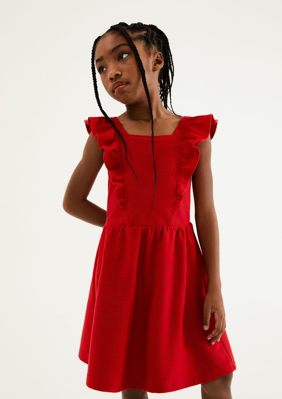 Vestido Infantil com Babados - Vermelho