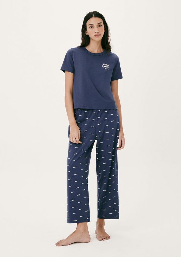 Pijama Longo Feminino Estampado - Azul G