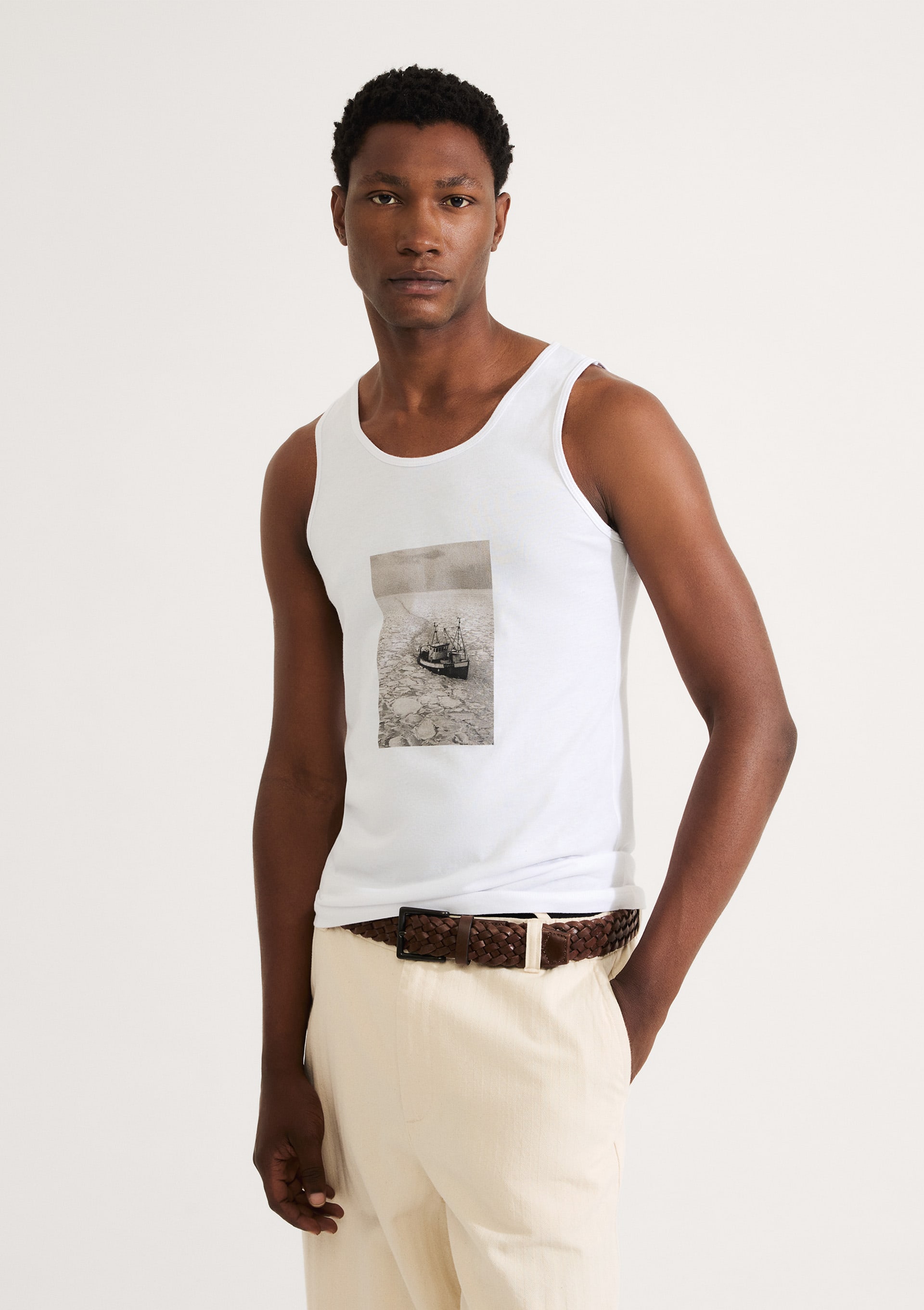 Regata Básica Masculina Slim Em Malha - Branco