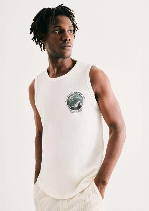 Regata Básica Masculina Regular com Estampa - Off White — Hering