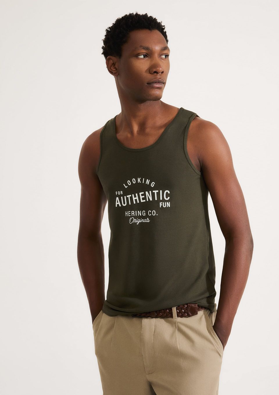 Regata Básica Masculina Slim em Malha - Verde