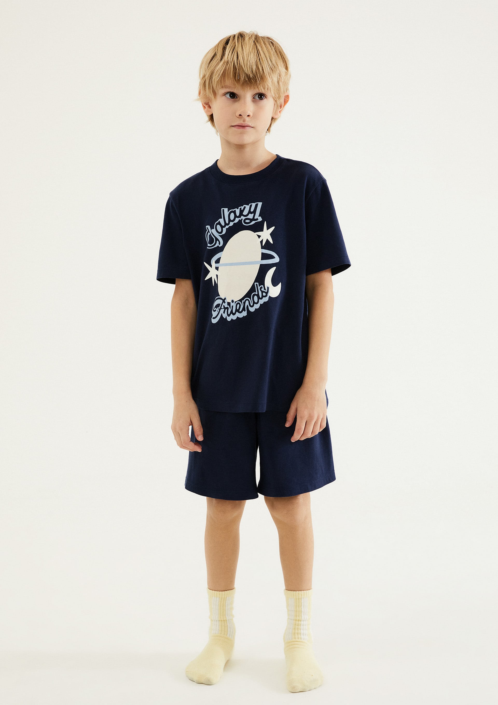 Pijama Infantil Menino Curto Com Estampa - Azul