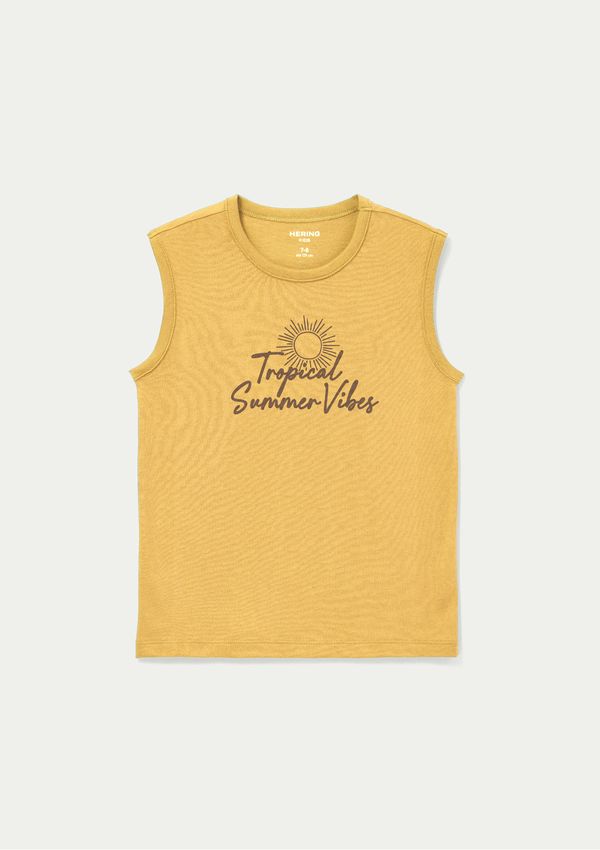 Regata Infantil Menino Em Malha Com Estampa - Amarelo 006