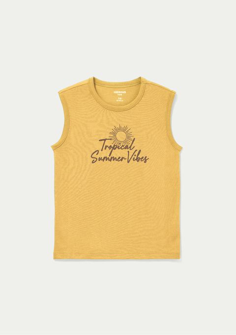Regata Infantil Menino em Malha com Estampa - Amarelo — Hering