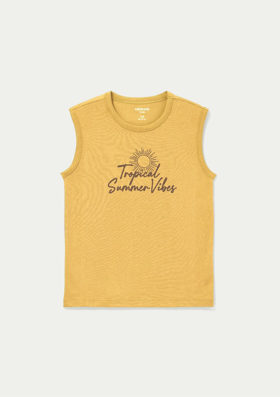 Regata Infantil Menino em Malha com Estampa - Amarelo