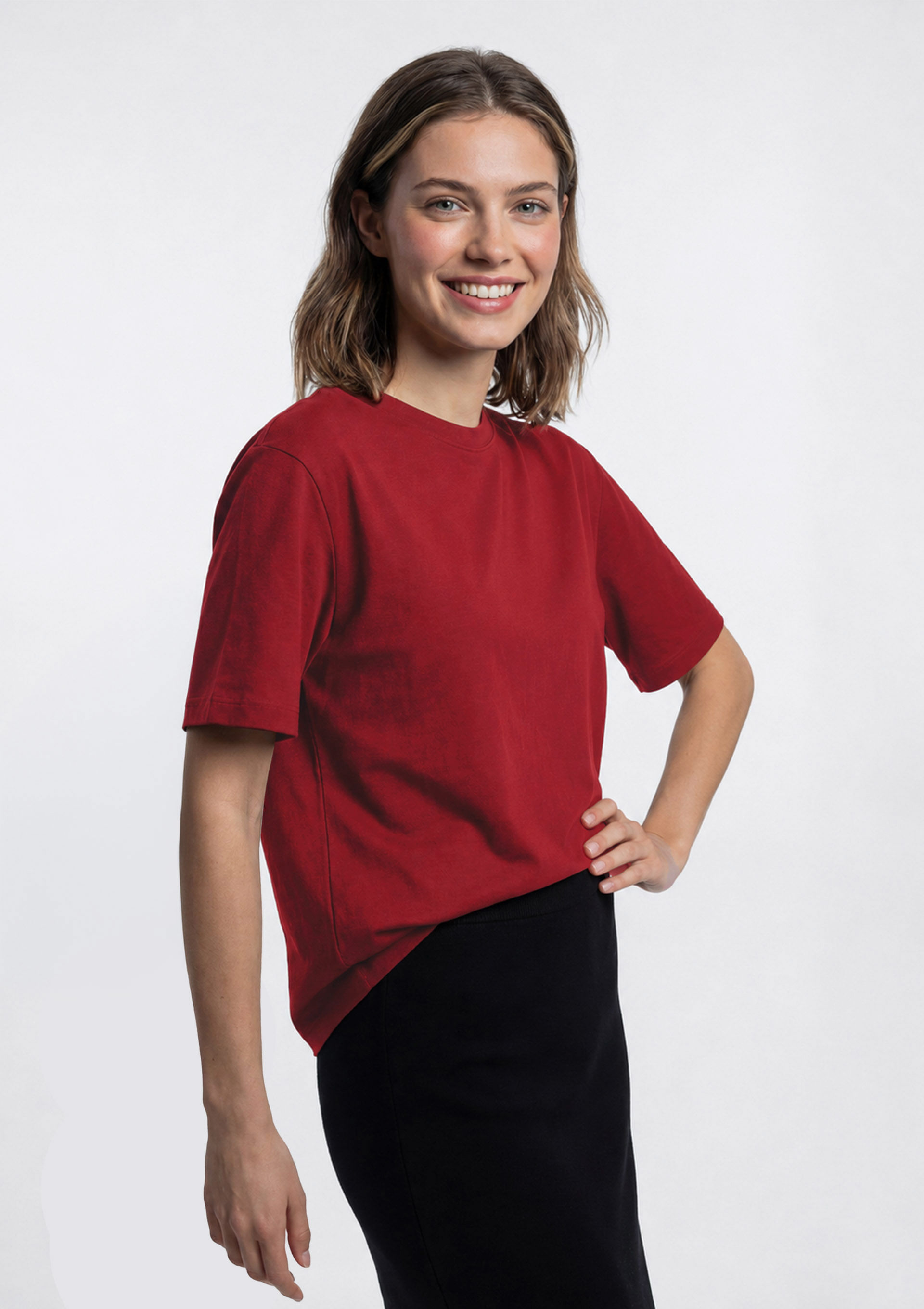 Camiseta Feminina Boxy Manga Curta - Vermelho