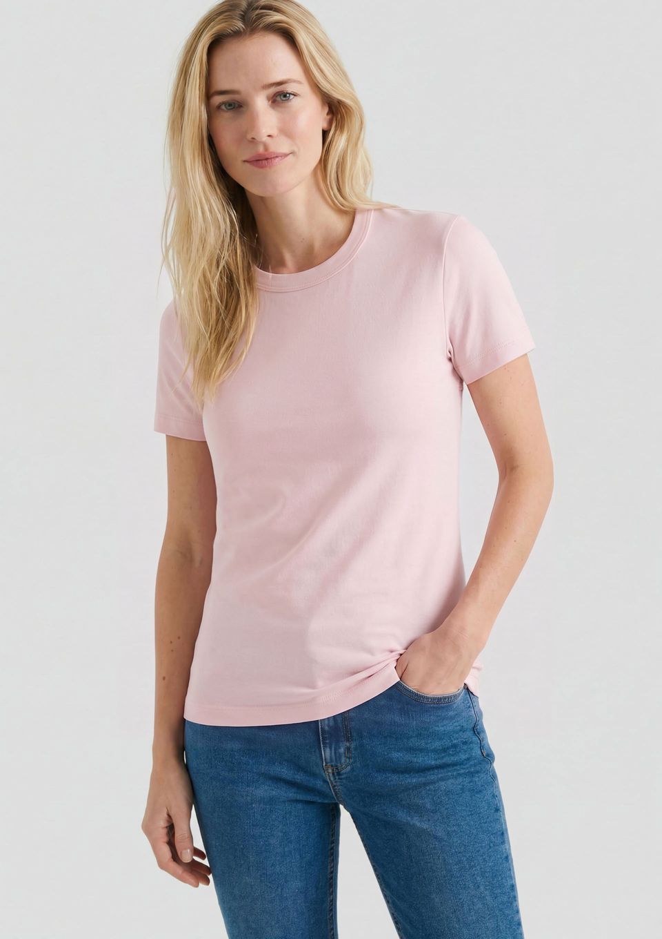Camiseta Feminina Slim em Algodão - Rosa