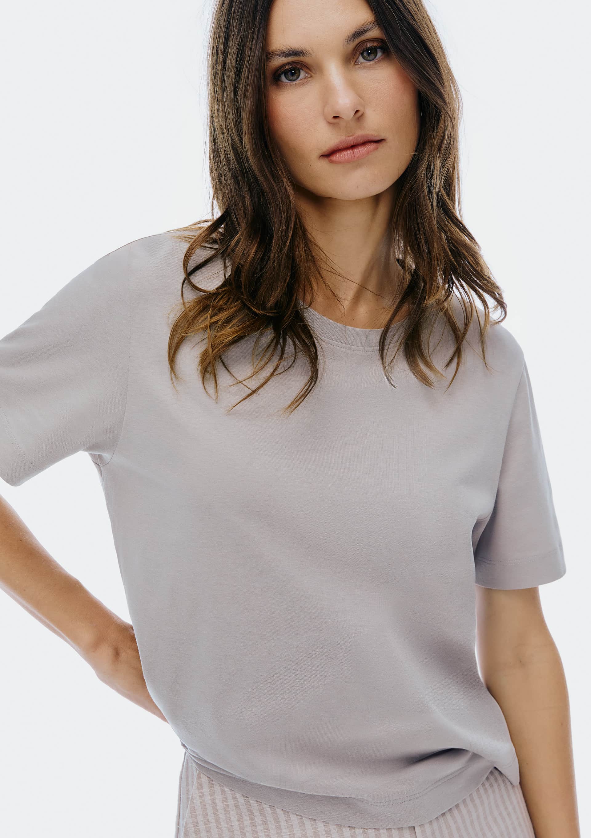 Blusa Feminina Manga Curta - Cinza
