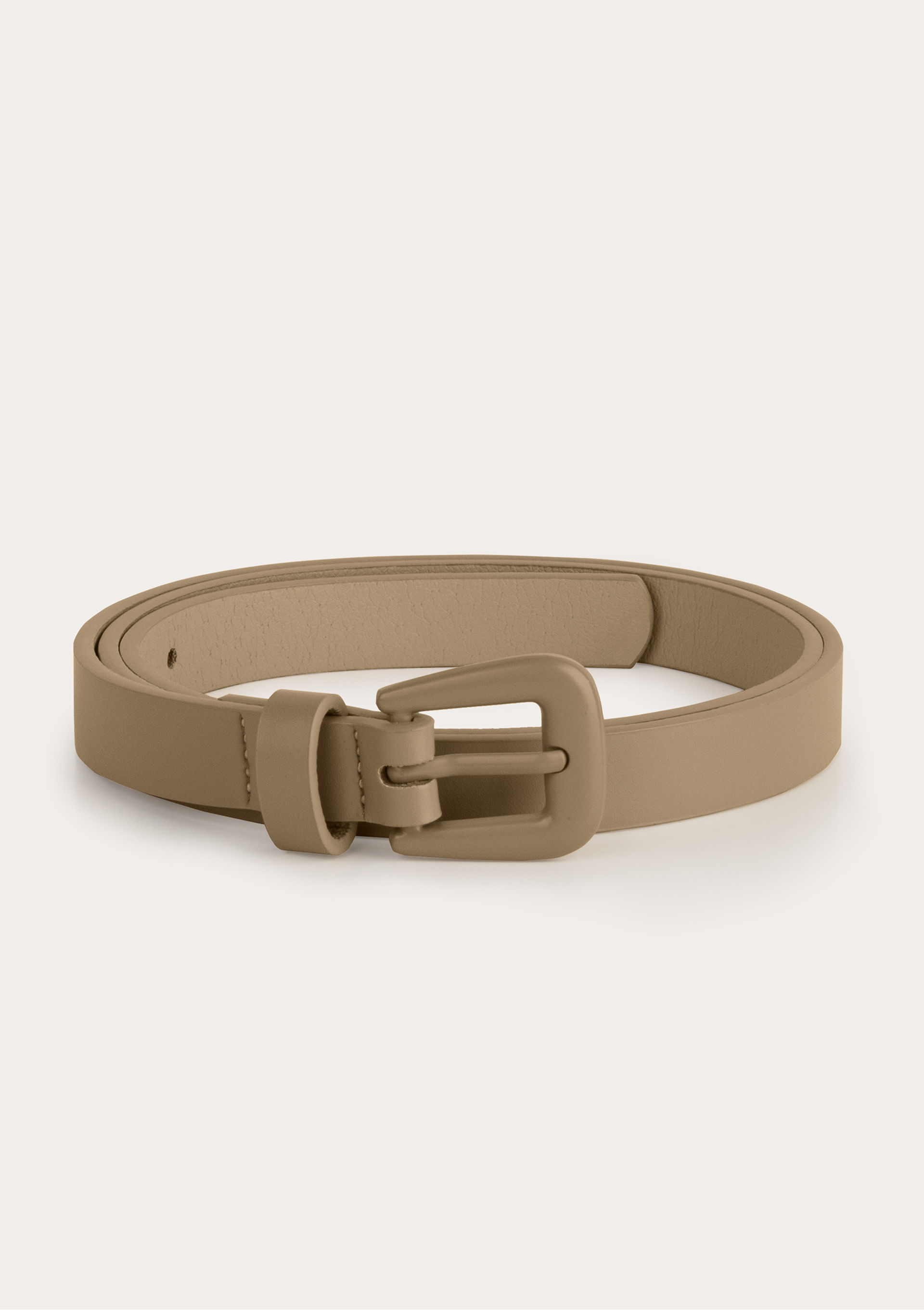 Cinto Feminino Fino Com Fivela De Metal - Bege