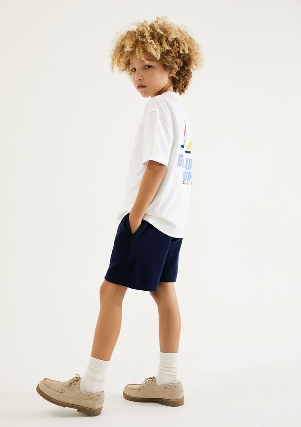 Bermuda Infantil Menino Em Malha Texturizada - Azul 012
