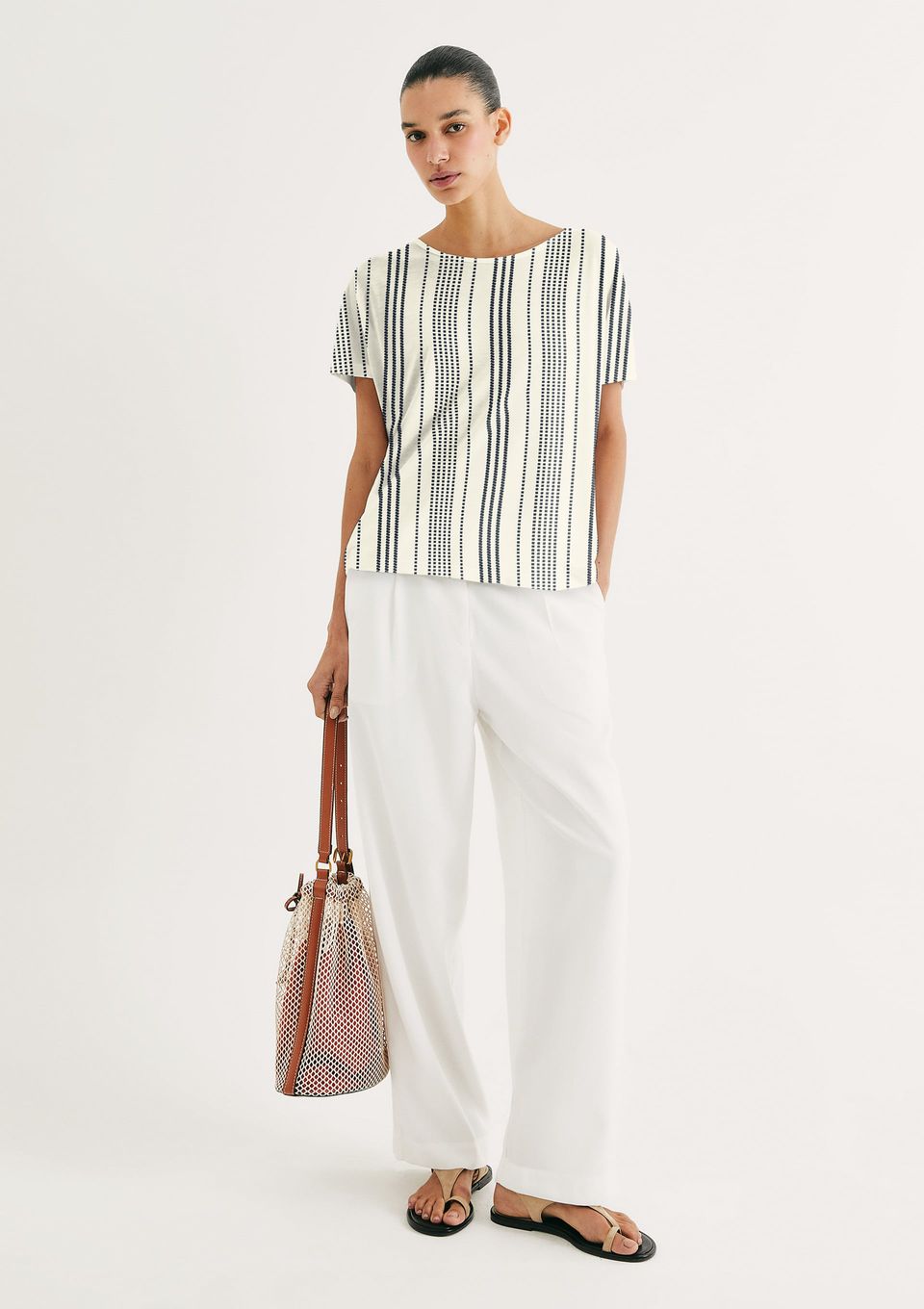 Blusa Feminina Manga Curta Estampada - Off White