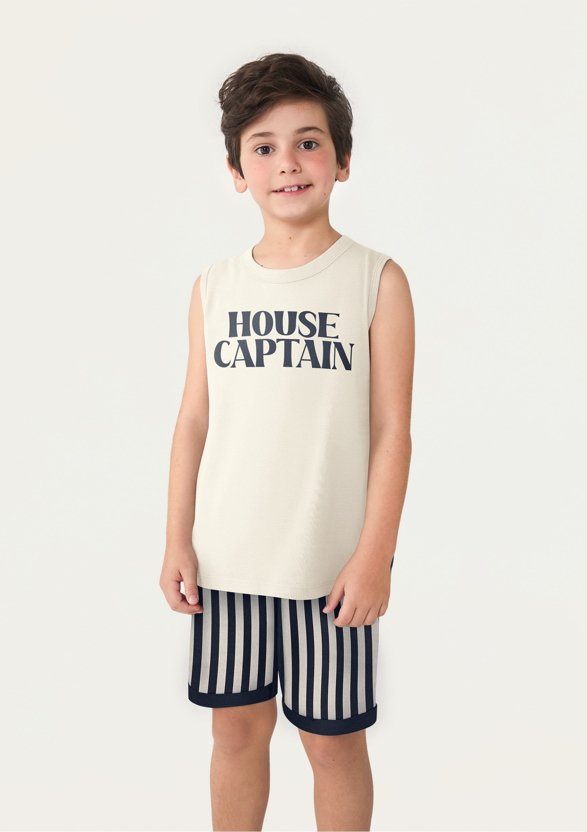Conjunto Curto Infantil Menino Com Estampa - Branco