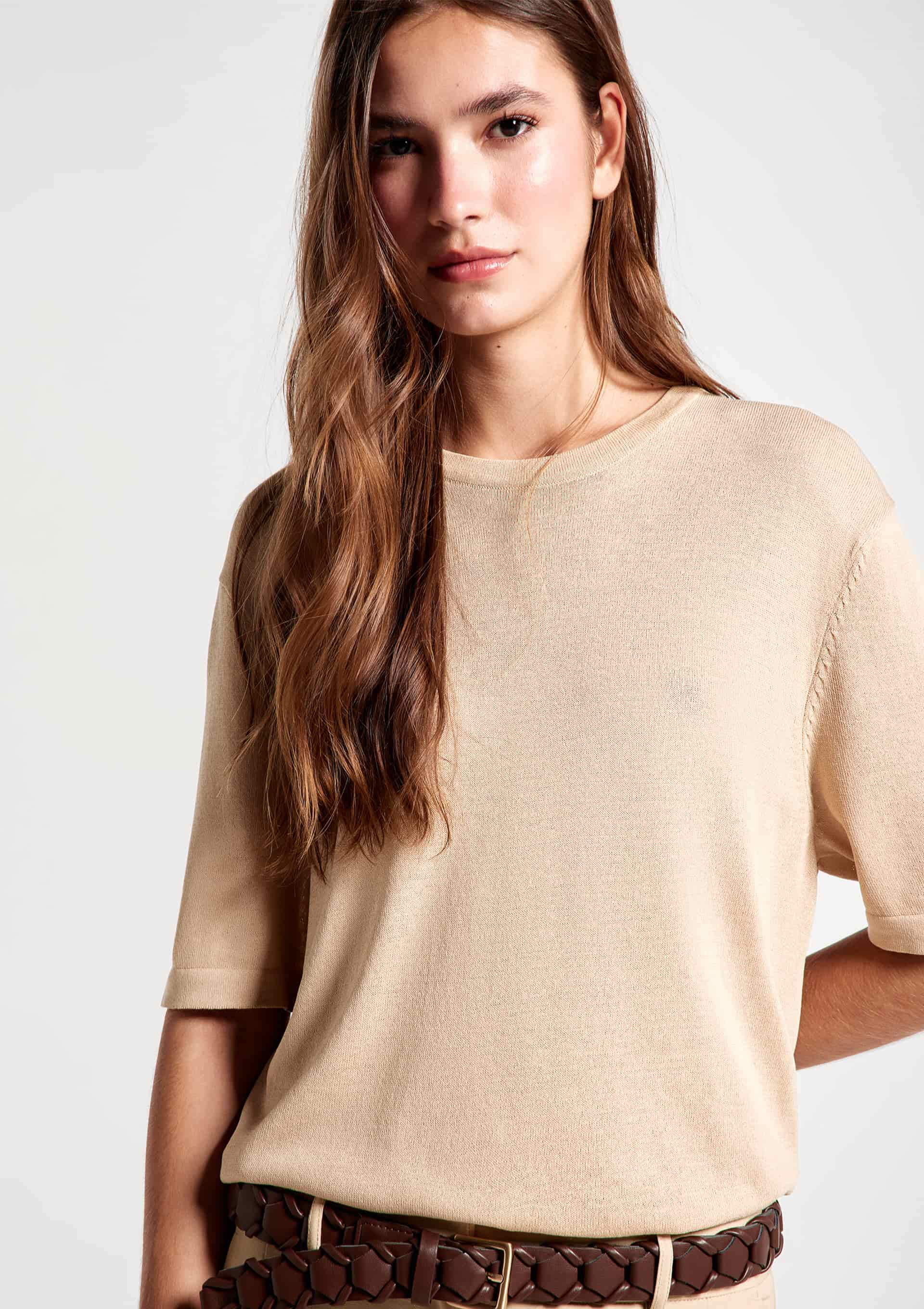 Blusa Feminina Em Tricô Leve - Bege