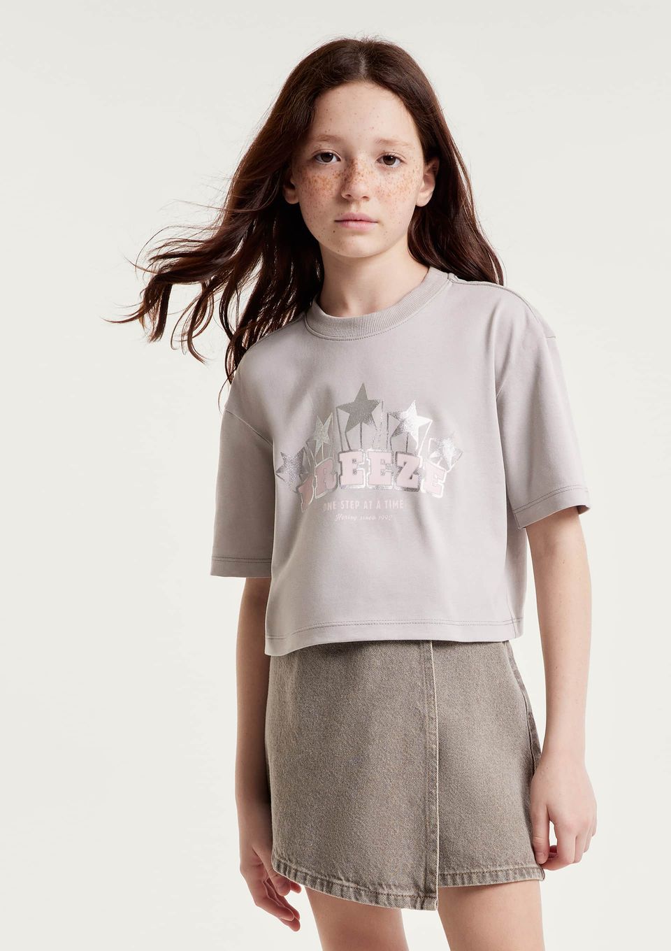 Blusa Infantil Menina Super Cotton Estampada - Cinza