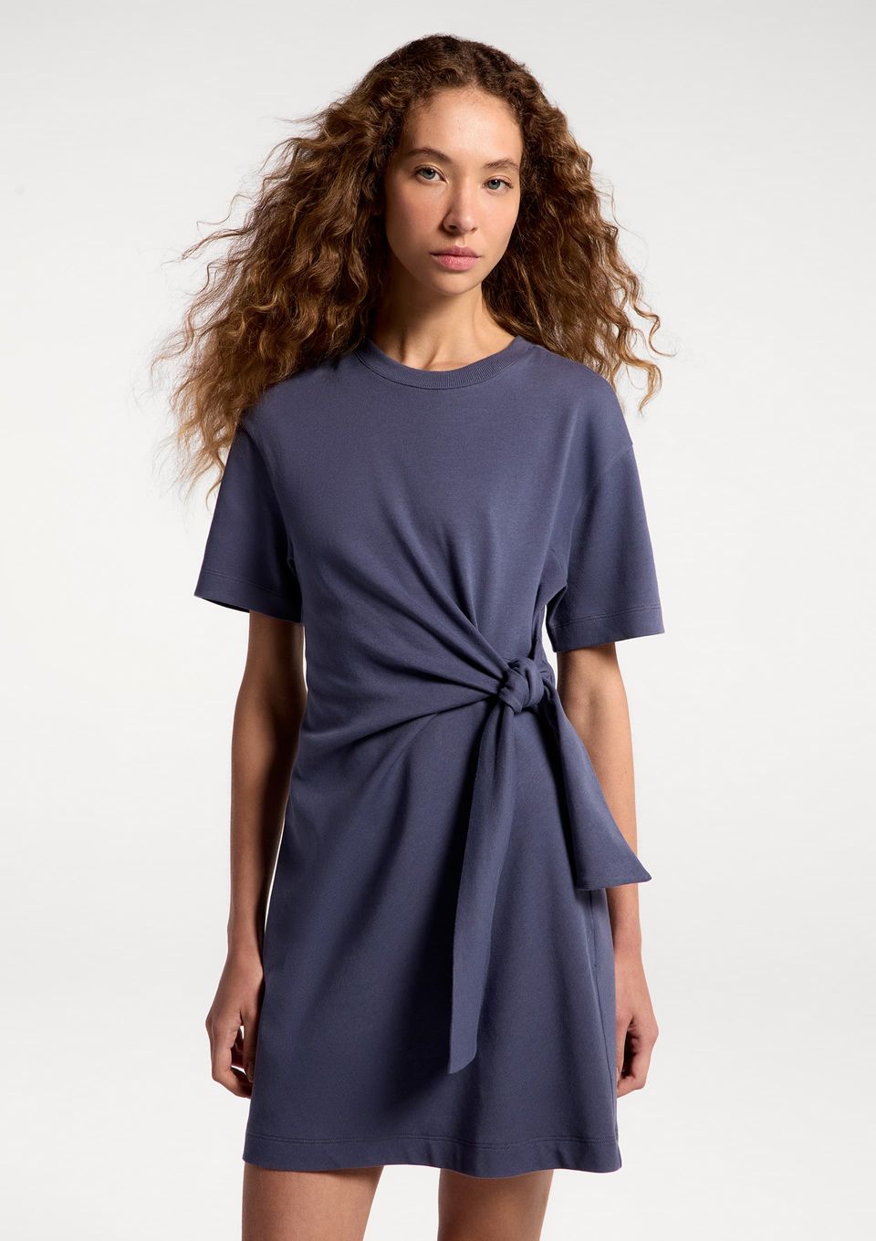 Vestido Curto em Malha Ultra Soft - Azul