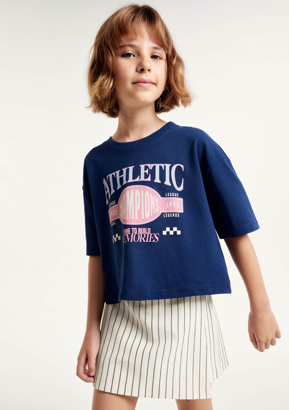 Blusa Infantil Menina Box Oversized Super Cotton - Azul