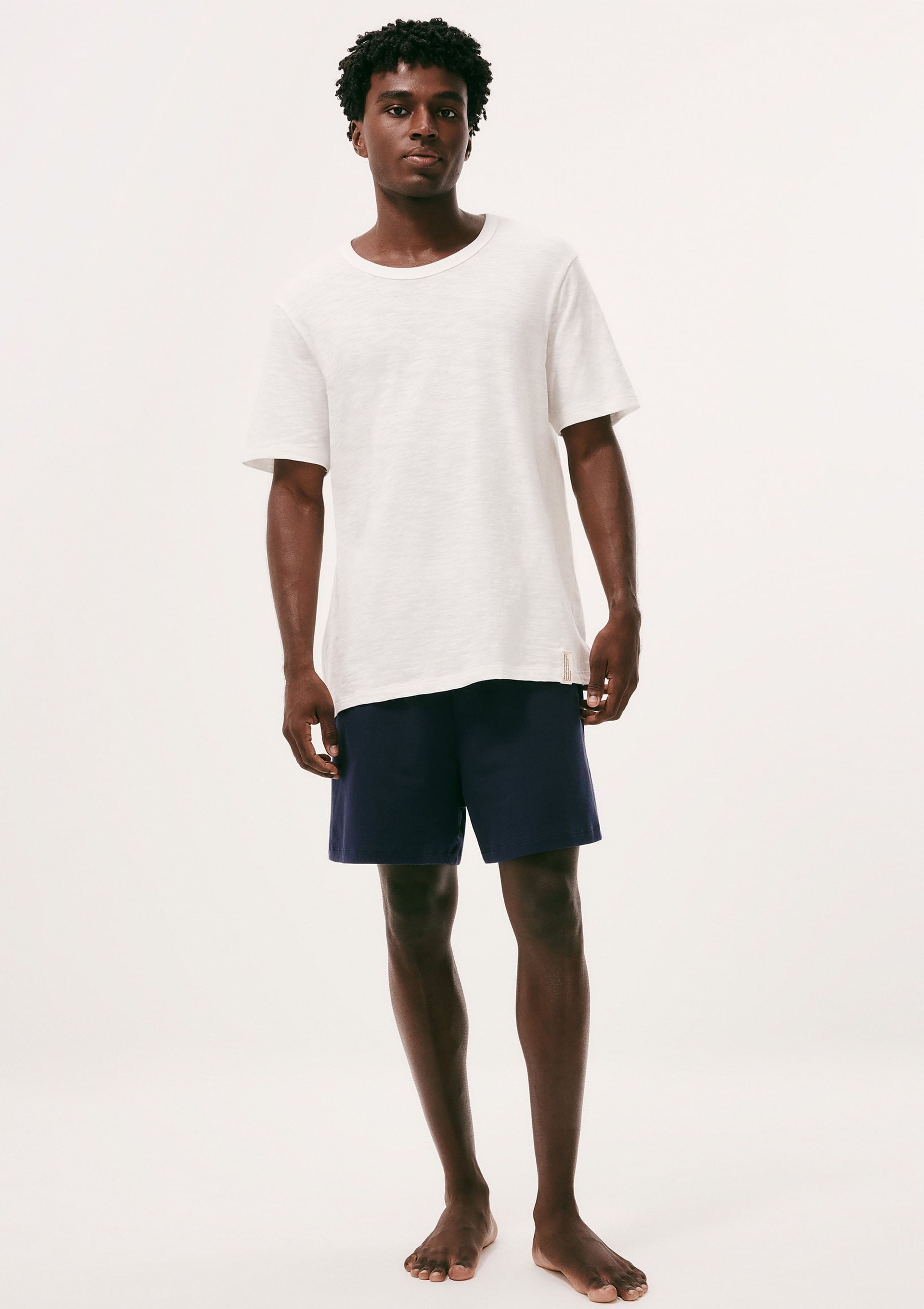 Pijama Curto Masculino Em Malha Flamê - Off white