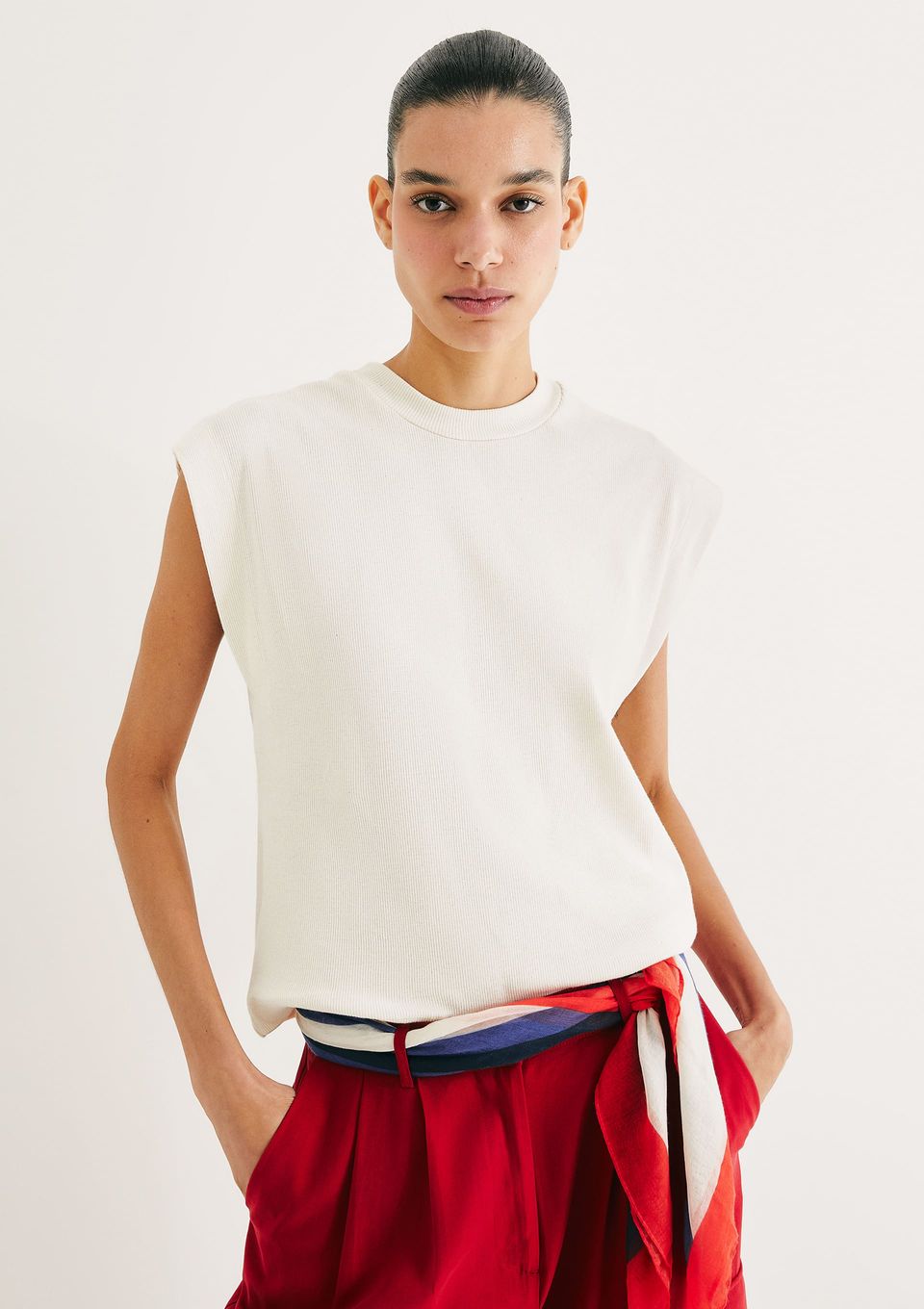 Regata Muscle Feminina em Ribana - Creme